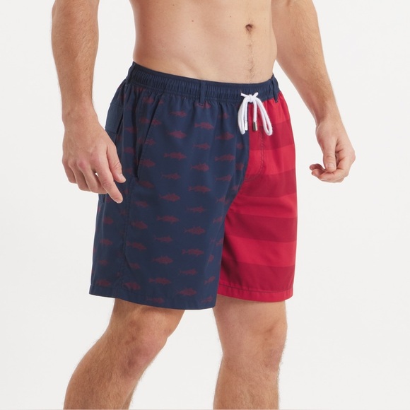 NWT Men’s SOUTHERN MARSH Harbor Swim trunk- Freedom fish. Navy/Red - Picture 1 of 6